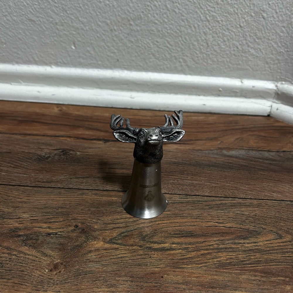 Jagermeister Bar Shot Glass - Deer Stag Buck Elk Head - Pewter & Stainless Metal